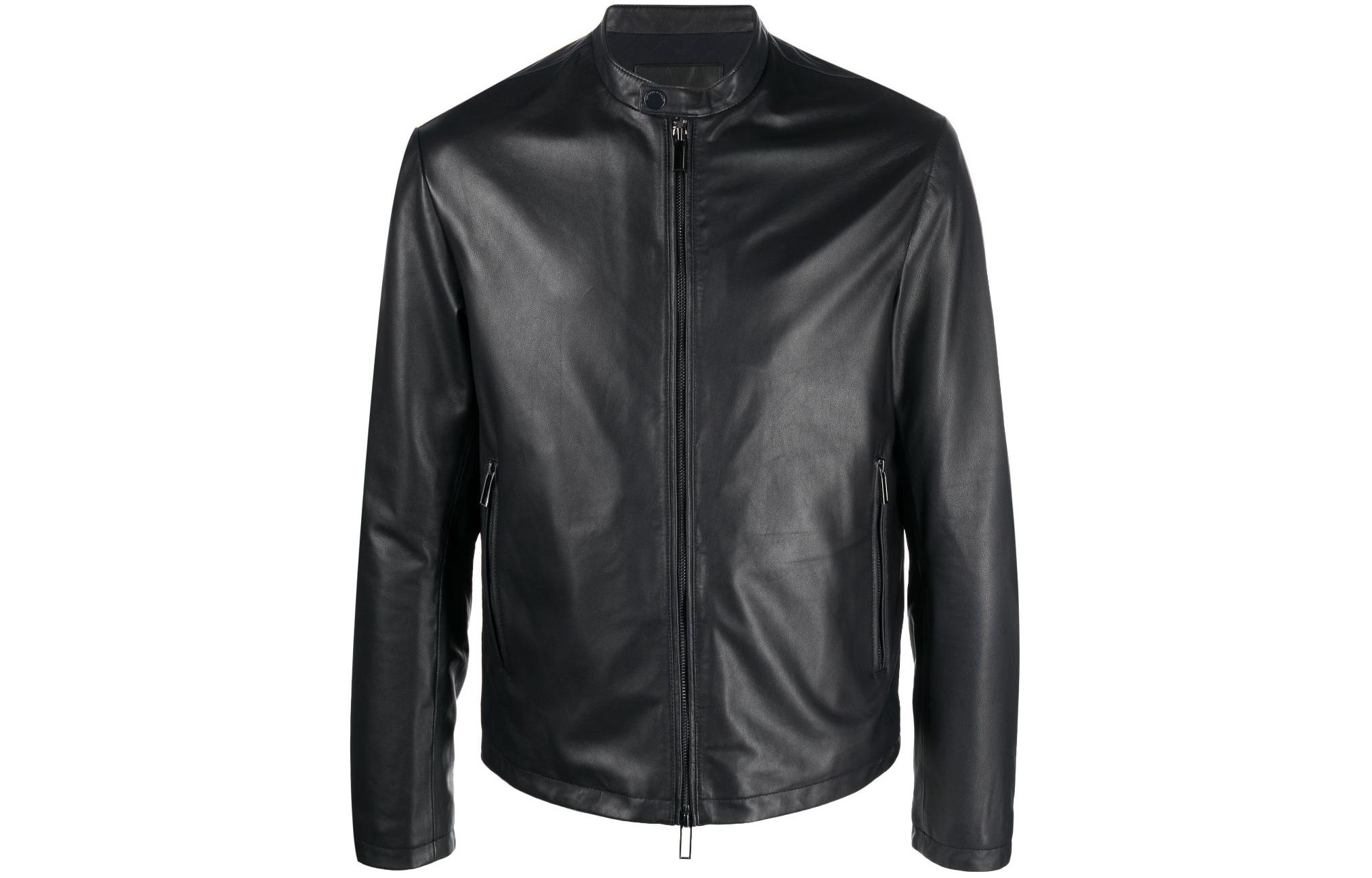 Emporio Armani Solid Black Slim-Fit Zip-Up Jacket D41R74-D1P7C-920