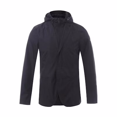 Emporio Armani Solid Black Zip-Up Hooded Casual Jacket 3Z1G72-1NSFZ-0922