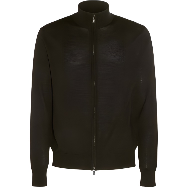 Emporio Armani Solid Black Zip-Up Jacket 8N1MUZ-1MJXZ-05A6