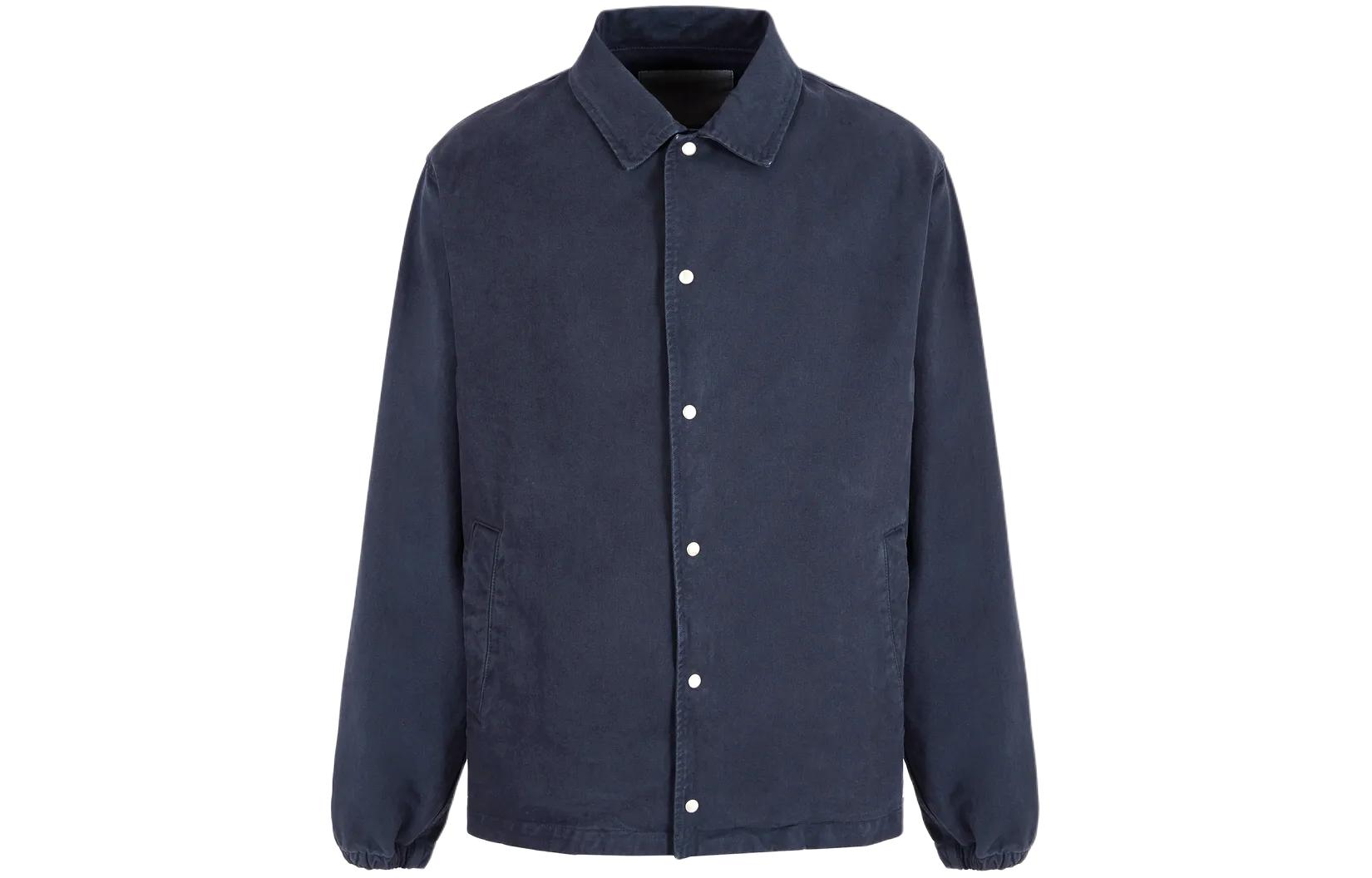 Emporio Armani Solid Color Collared Long-Sleeve Jacket - Blue 3D1B9K1-K2TZ1-09L1