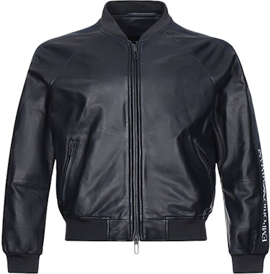 Emporio Armani Solid Color Double-Zip Leather Jacket - Dark Blue 41B5BP-41P5B-9220 Order Emporio Armani Solid Color Double-Zip Leather Jacket - Dark Blue 41B5BP-41P5B-9220