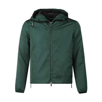 Emporio Armani Solid Color Hooded Casual Jacket in Dark Green 8N1BN4-1NHQZ-F550
