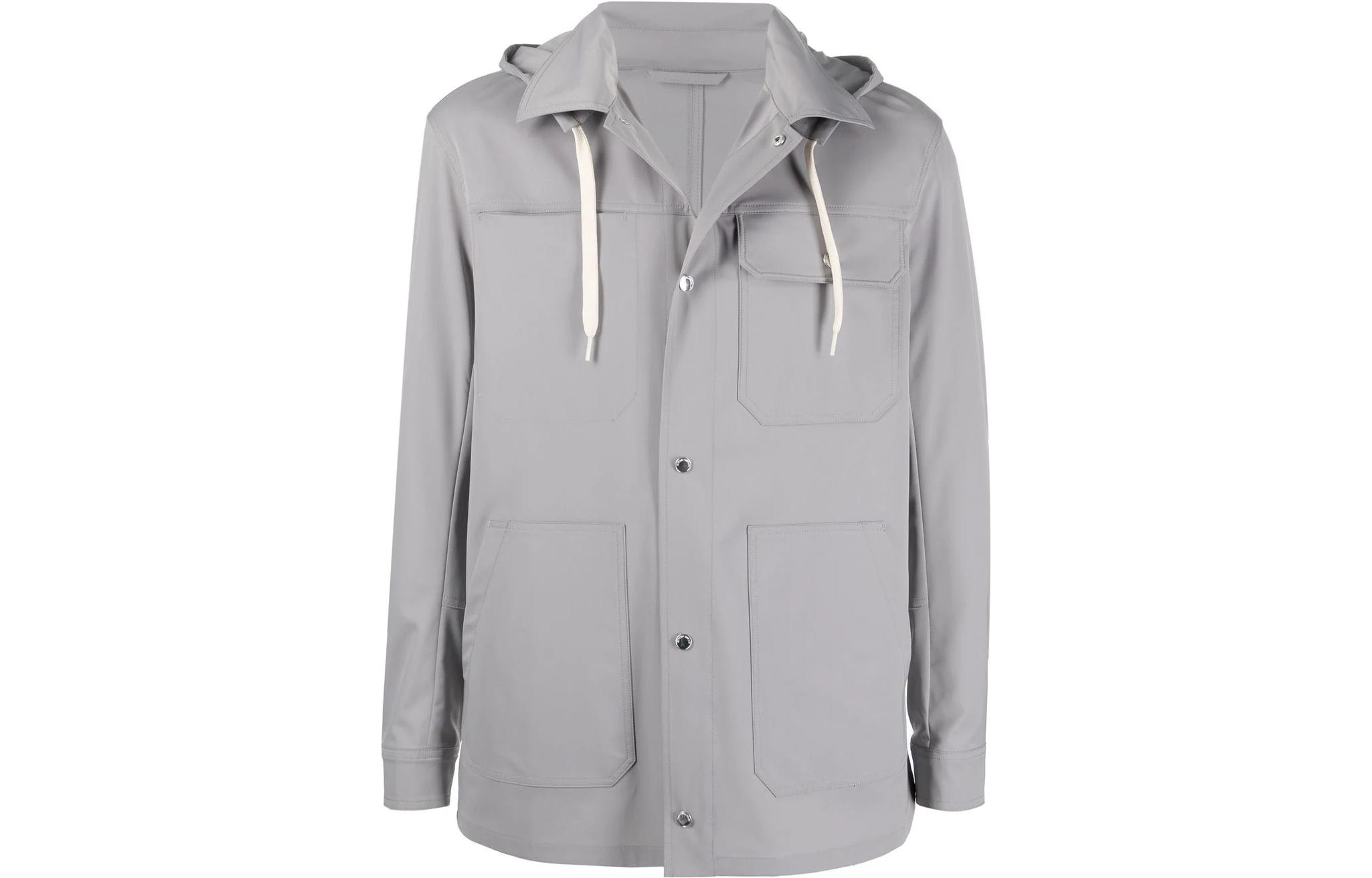 Emporio Armani Solid Color Hooded Jacket in Grey 3L1G96-1NANZ-0641
