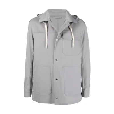 Emporio Armani Solid Color Hooded Jacket in Grey 3L1G96-1NANZ-0641