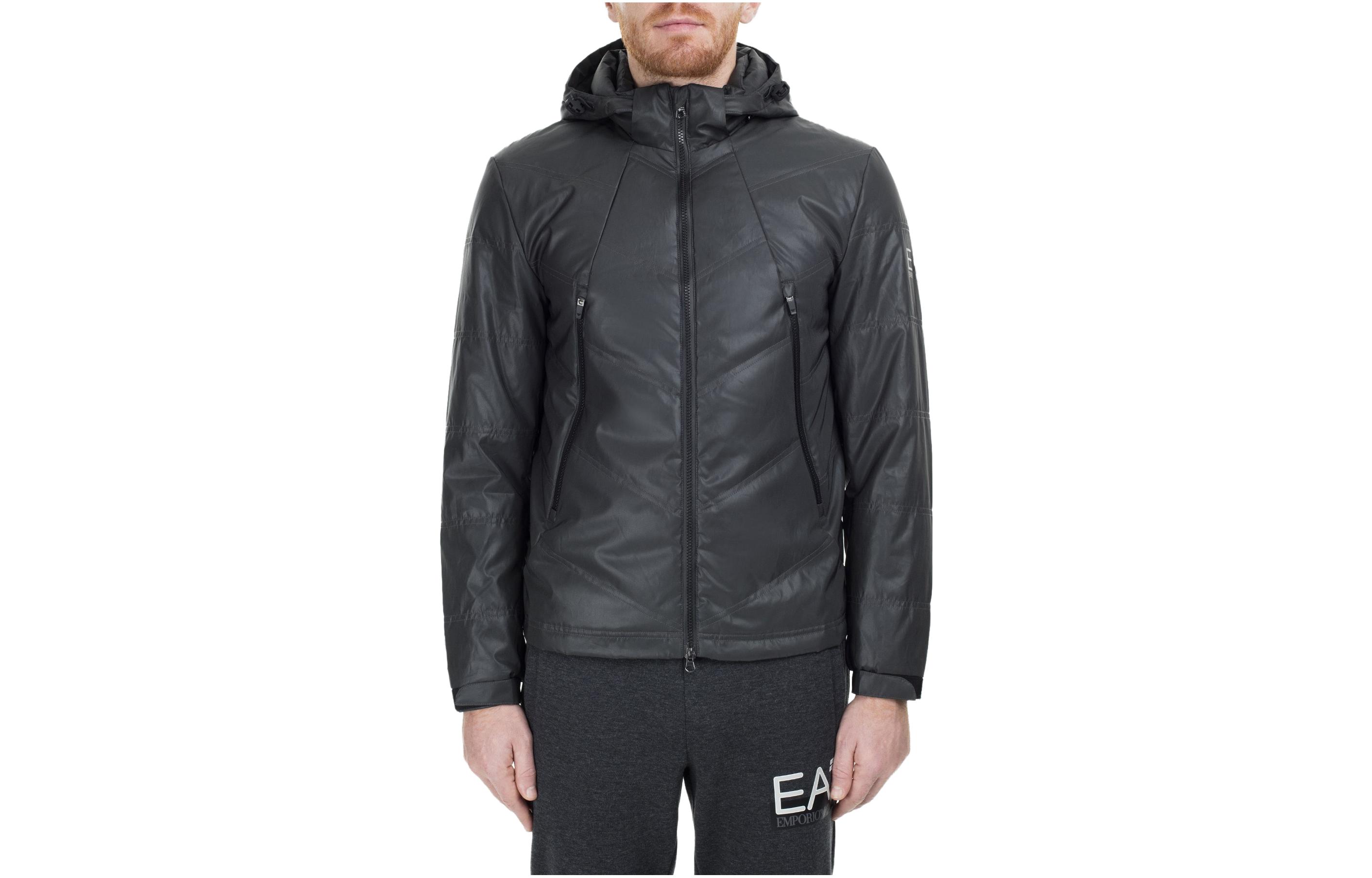 Emporio Armani Solid Color Hooded Zip Jacket - Black 6GPB13-PNF5Z-0209