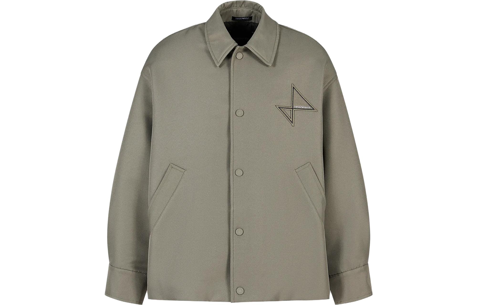 Emporio Armani Solid Color Military Green Jacket for Men H41R04-E1079-1544