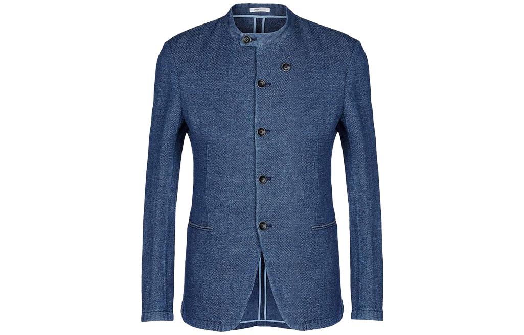 Emporio Armani Solid Color Single-Breasted Blazer Jacket - Blue RCG050-RCS24-906