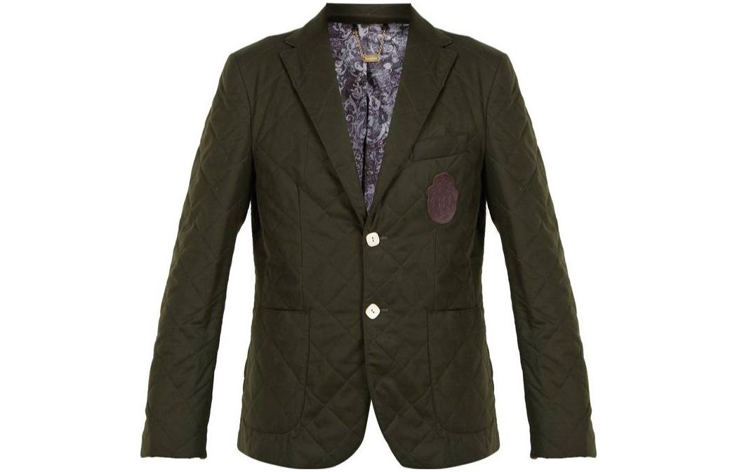 Emporio Armani Solid Color Single-Breasted Blazer Jacket in Dark Green 6Z1BQ7-1NGEZ-0586