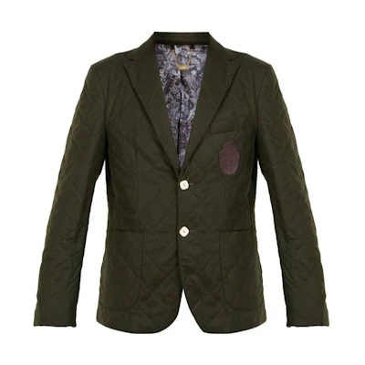 Emporio Armani Solid Color Single-Breasted Blazer Jacket in Dark Green 6Z1BQ7-1NGEZ-0586