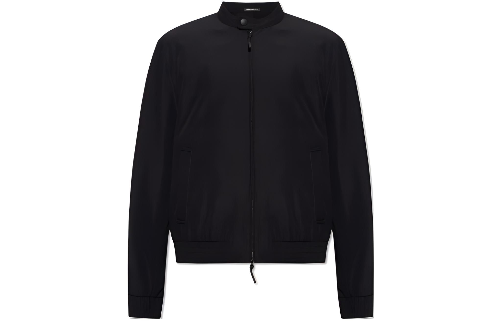 Emporio Armani Solid Color Slim Fit Zip Jacket Black E31R20-F1241-999