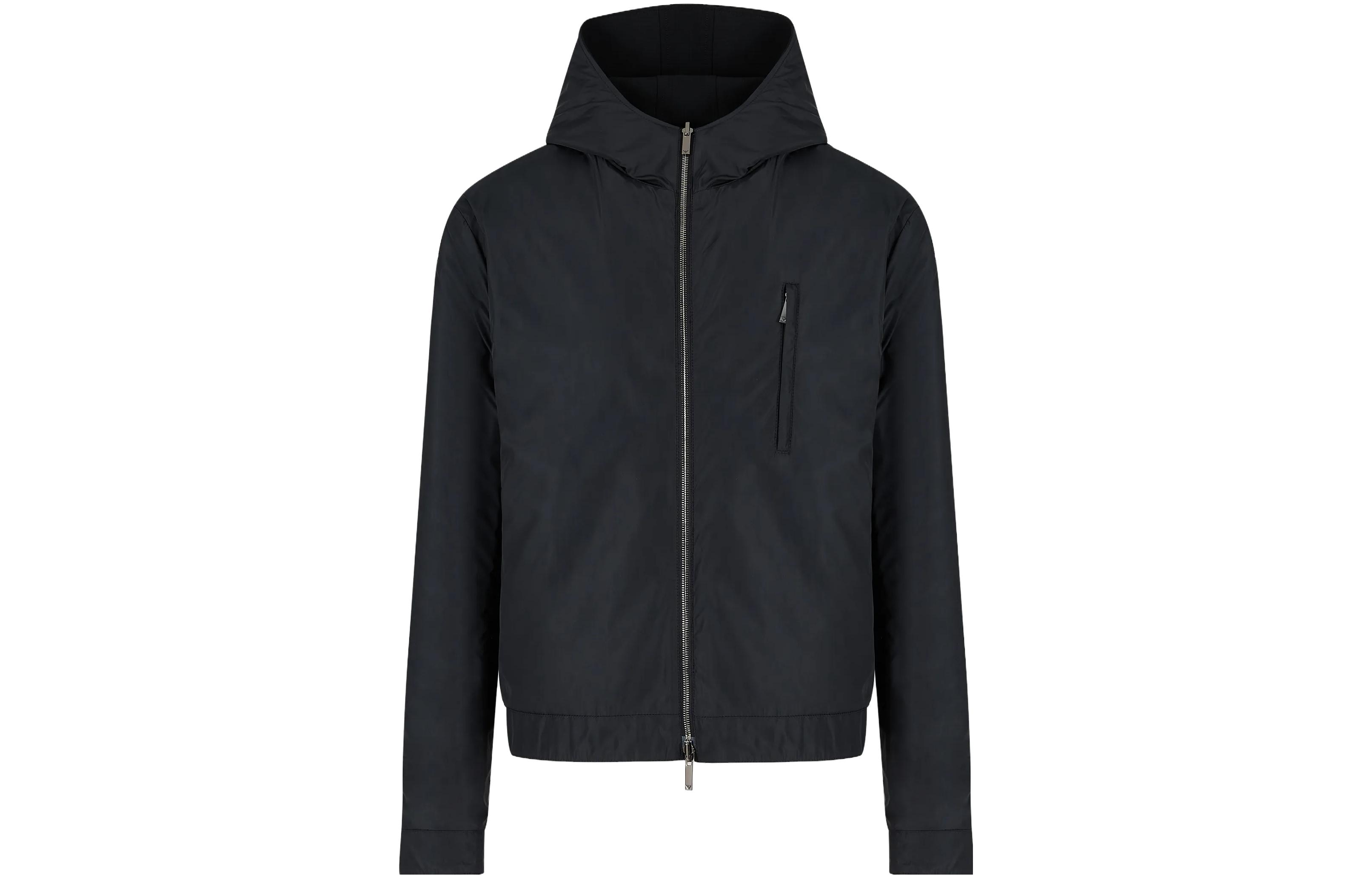 Emporio Armani Solid Color Zip-Up Hoodie Jacket Men’s Blue H41R41-E1061-1999