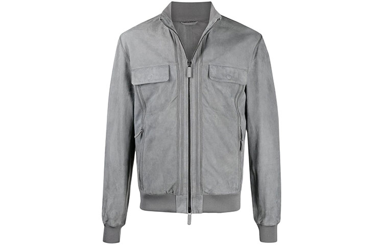 Emporio Armani Solid Color Zip-Up Jacket - Gray A1R05P-A1P05-679