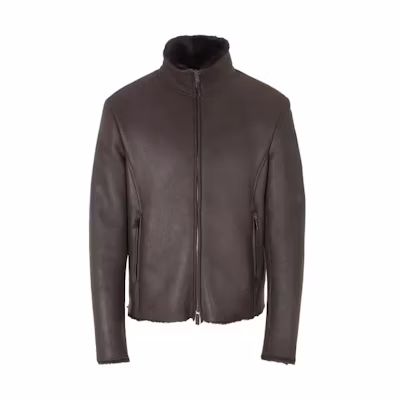 Emporio Armani Solid Color Zip-Up Jacket Brown 4SR13P-4SP19-1479