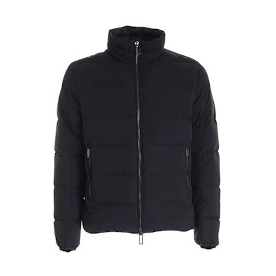 Emporio Armani Solid Color Zip-up Puffer Jacket Navy Blue 6H1BL4-1NLQZ-0920