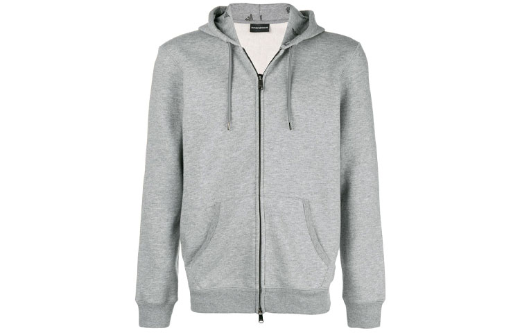 Emporio Armani Solid Color Zip Hoodie Grey 8N1M01-1JQPZ-0630