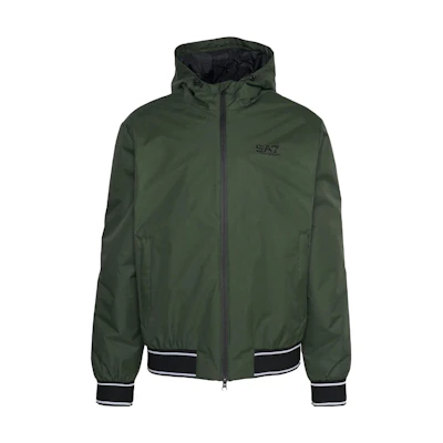Emporio Armani Solid Green Hooded Zip-Up Fitted Jacket 6RPB08-PN27Z-1845