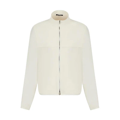 Emporio Armani Solid High-Neck Zip-Up Jacket Off-White D41R60-D1214-1102