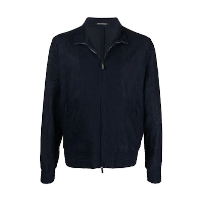 Emporio Armani Solid Knit Harrington Jacket - Blue A1R290-A1D0-2922