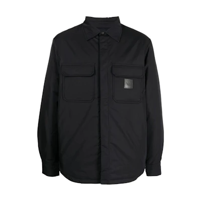 Emporio Armani Solid Logo Patch Shirt Jacket for Men - Black 6L1CD5-1NZQZ-0999