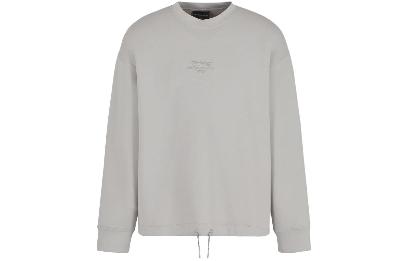 Emporio Armani Solid Logo Print Crewneck Sweatshirt Grey Men’s 3D1M62-1JHSZ1-0646