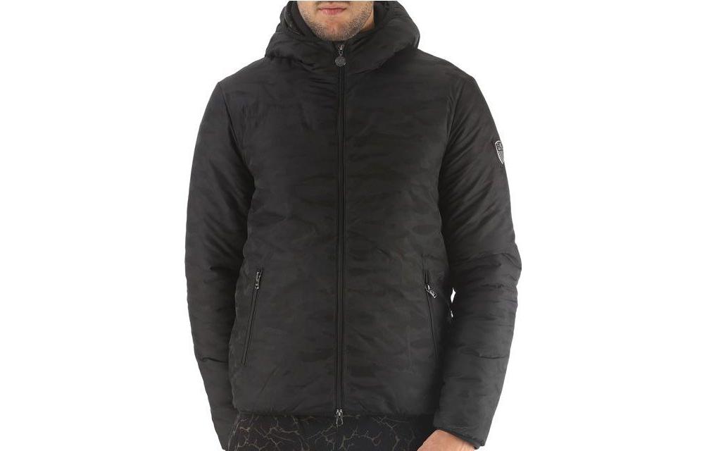 Emporio Armani Solid Logo Print Hooded Zip Jacket - Black 6XPB56-PN47Z-1200