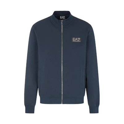 Emporio Armani Solid Logo Print Long-Sleeve Jacket - Blue 3RPM83-PJARZ-1578