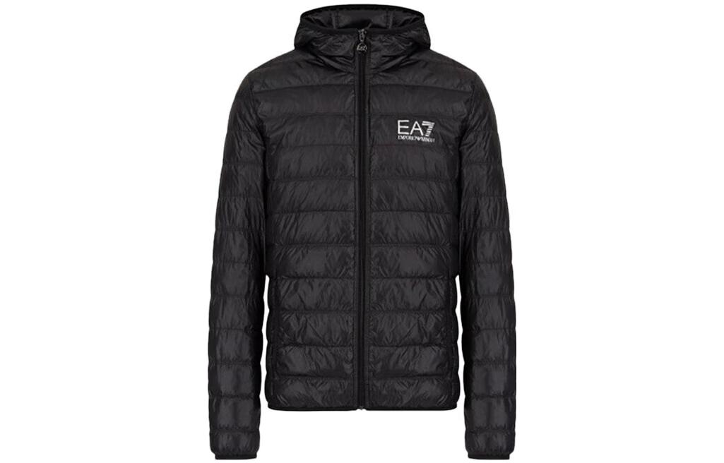 Emporio Armani Solid Logo Print Quilted Hoodie Jacket 271473-4A385-00033