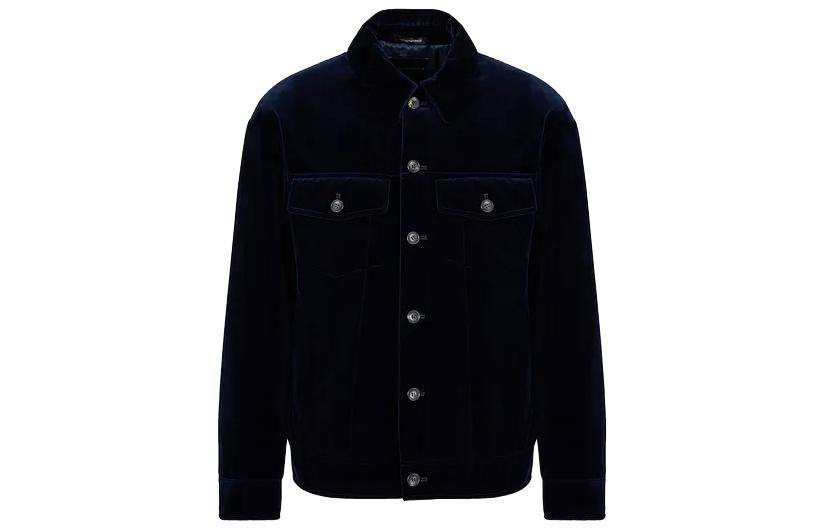 Emporio Armani Solid Long-Sleeve High-Neck Button Jacket Navy Blue H41R30-E1832-1922