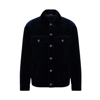 Emporio Armani Solid Long-Sleeve High-Neck Button Jacket Navy Blue H41R30-E1832-1922