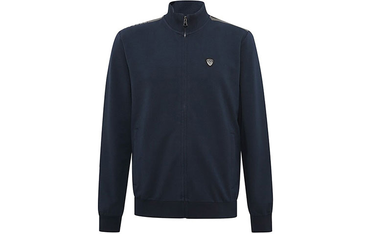 Emporio Armani Solid Navy Blue Casual Stand Collar Jacket 3HPM81-PJP7Z-1554