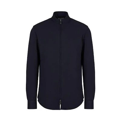 Emporio Armani Solid Navy Full-Zip Stand Collar Jacket D41SM9-D1472-1922