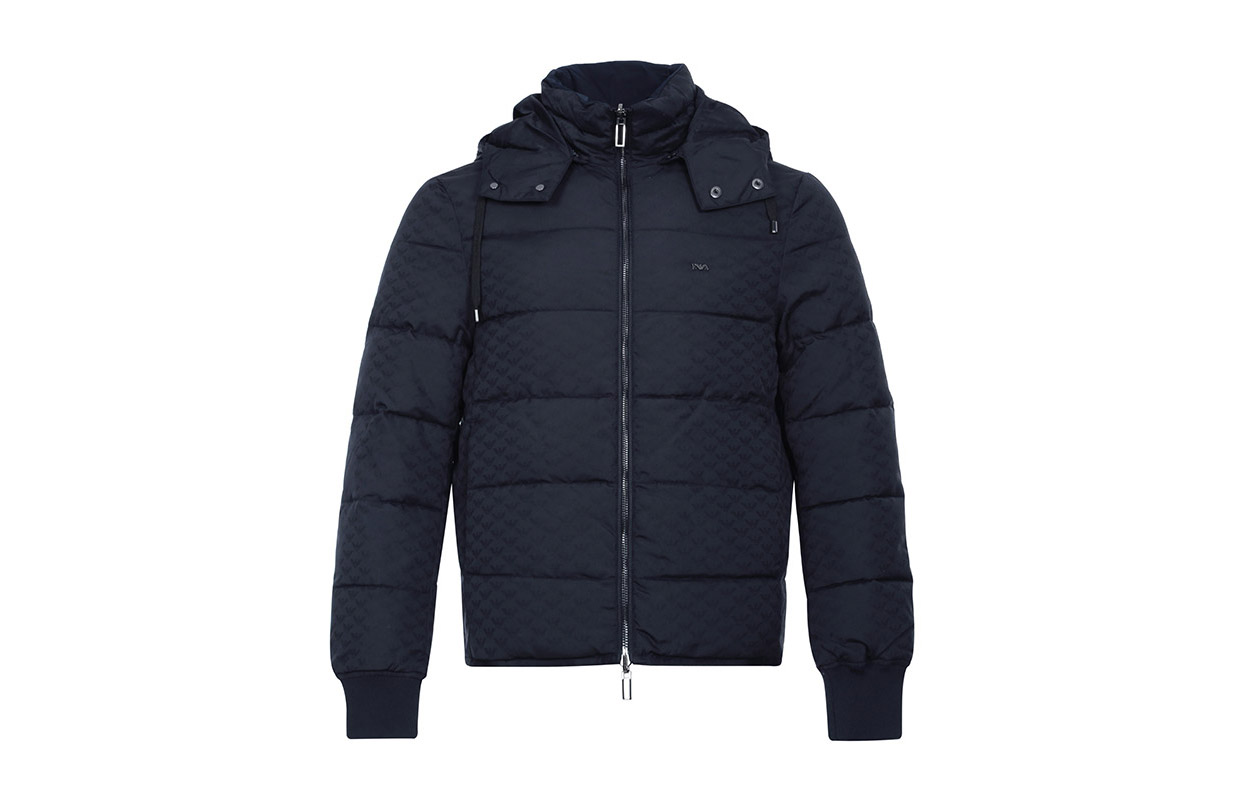 Shop CHAQUETA ACOLCHADA CON CAPUCHA Y CORDÓN EMPORIO ARMANI AZUL MARINO 6Z1BQ8-1NGAZ-0920