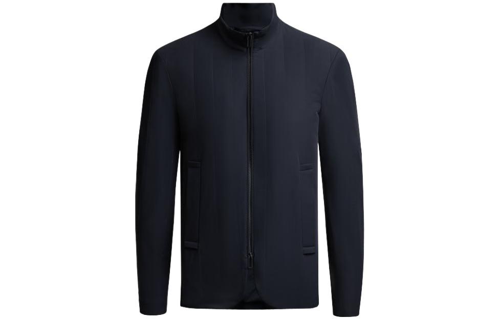 Emporio Armani Solid Navy Stand Collar Zip-Up Jacket 6L1GR6-1NNIZ-0920
