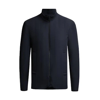 Emporio Armani Solid Navy Stand Collar Zip-Up Jacket 6L1GR6-1NNIZ-0920