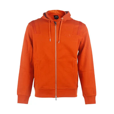 Emporio Armani Solid Orange Zip-Up Hoodie with Drawstring and Long Sleeves 6KZMFQ-ZJ6MZ-1676