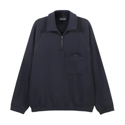 Emporio Armani Solid Pullover Long Sleeve Sweatshirt - Dark Blue 3D1MDT-1JWPZ-0920
