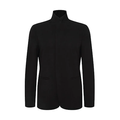 Emporio Armani Solid Simple Stand Collar Blazer Jacket Black 91G97S-91S10-999
