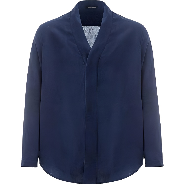 Emporio Armani Solid V-Neck Long-Sleeve Jacket - Blue 23MG148150