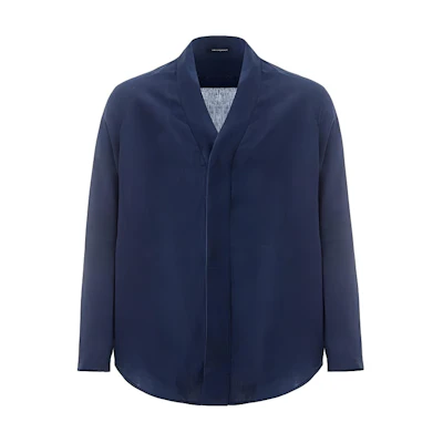 Emporio Armani Solid V-Neck Long-Sleeve Jacket - Blue 23MG148150