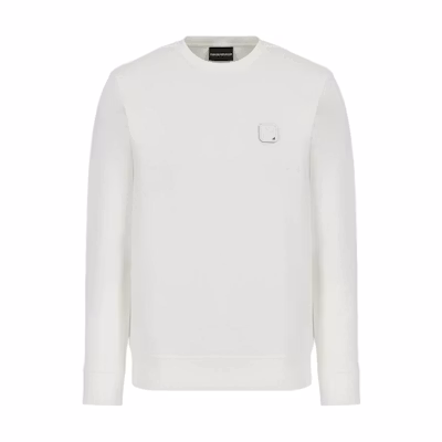 Emporio Armani Solid White Crewneck Pullover Sweatshirt 6K1MH3-1JHSZ1-0101