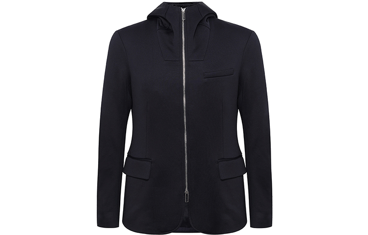 Emporio Armani Solid Zip-Up Hoodie Blazer Jacket in Navy Blue 6H1G82-1JEYZ-0920