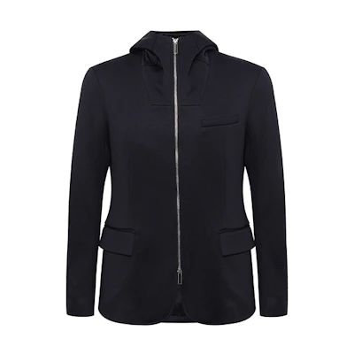 Emporio Armani Solid Zip-Up Hoodie Blazer Jacket in Navy Blue 6H1G82-1JEYZ-0920