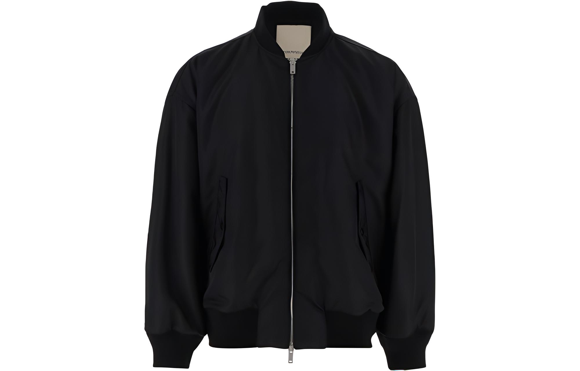 Emporio Armani Solid Zip-Up Jacket Black Long-Sleeve 6R1B9B-1K0UZ-0999