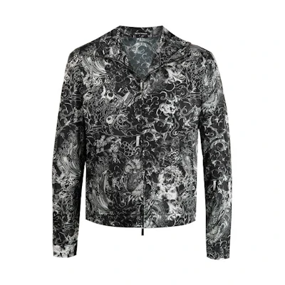 Emporio Armani SS21 Abstract Print Hooded Jacket Black A1R410-A107-1991