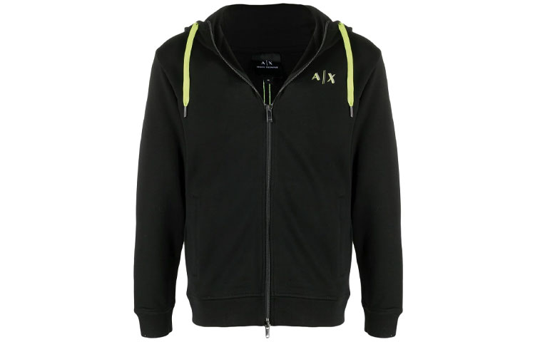 Emporio Armani SS21 Black Logo Print Zip Hoodie Jacket 3KZMFJ-ZJ6HZ-1200