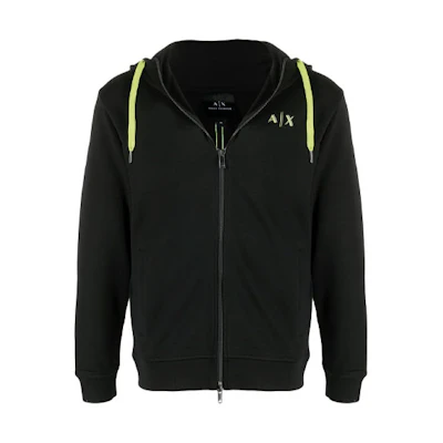 Emporio Armani SS21 Black Logo Print Zip Hoodie Jacket 3KZMFJ-ZJ6HZ-1200