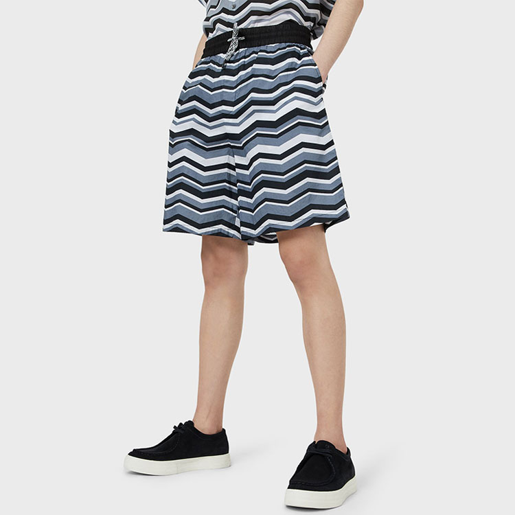 Lookbook Emporio Armani SS21 Blue Cotton Shorts with Logo Print. 3K1PAI-1NVOZ-F606