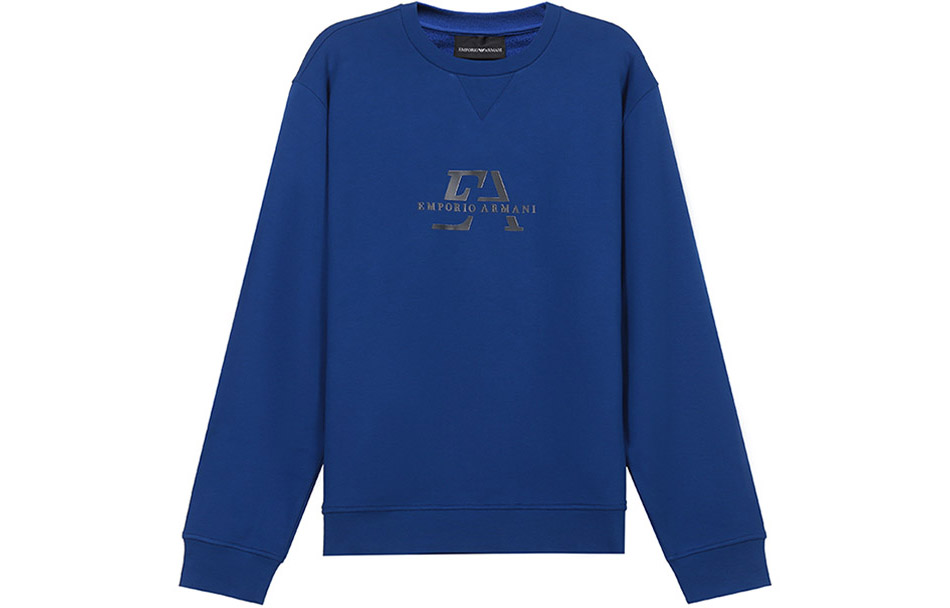 Emporio Armani SS21 Blue Logo Print Crewneck Sweatshirt 3K1MD6-1JTNZ-0921