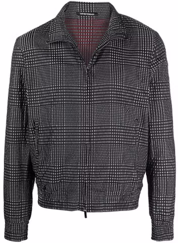 emporio-armani-ss-21-checkered-print-zip-bomber-jacket-black-a1-r290-a1308-011