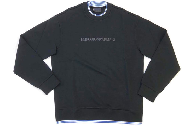 Emporio Armani SS21 Contrast Trim Logo Crewneck Sweatshirt 3H1M62-1JKRZ-0999
